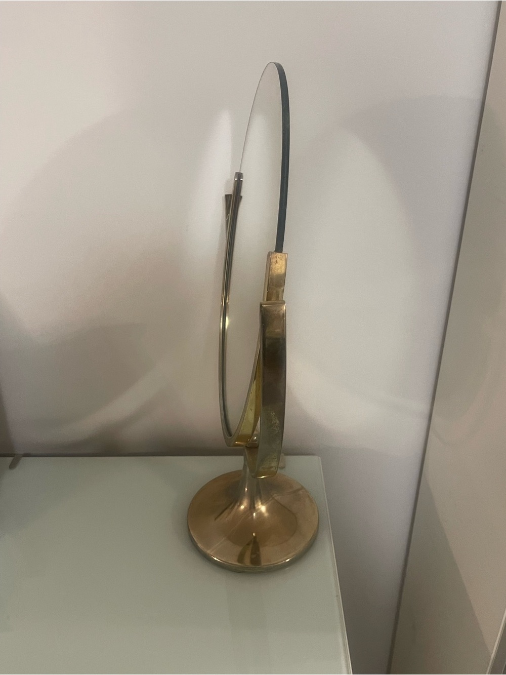 Brass Finish Oval Vanity Mirror - Gold - Picture 5 of 9